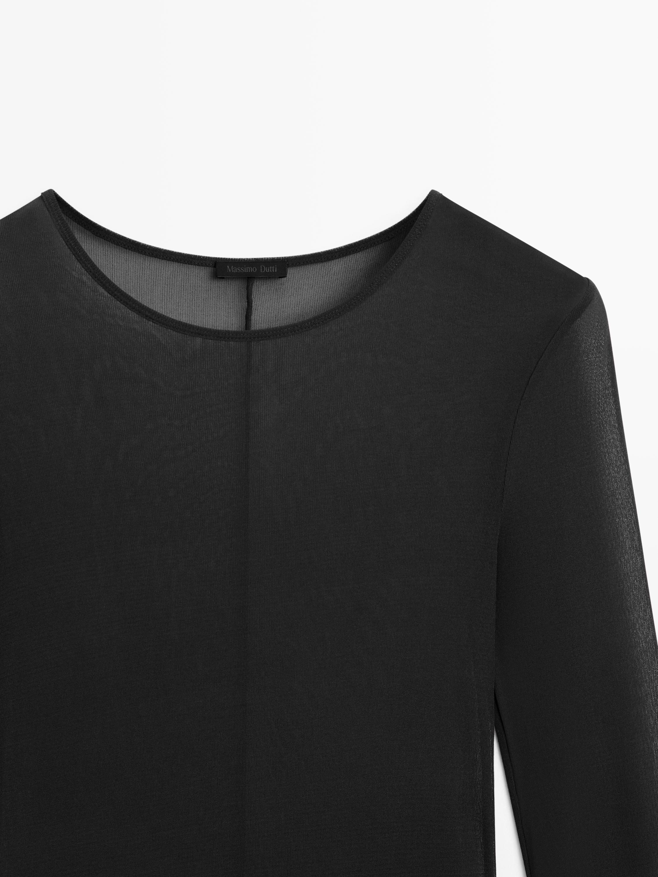 Long sleeve silk T-shirt